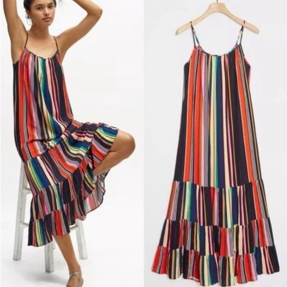 NWOT Farm Rio Anthropologie Rainbow Shimmer Maxi Dress XS